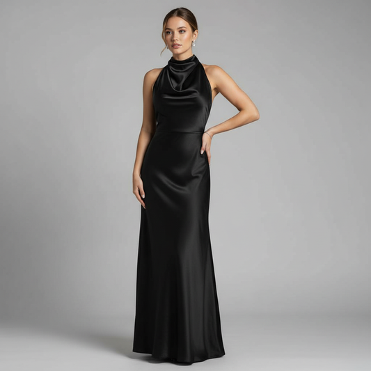 Halter Evening Dress | Elegant Midi Dress for Formal Events