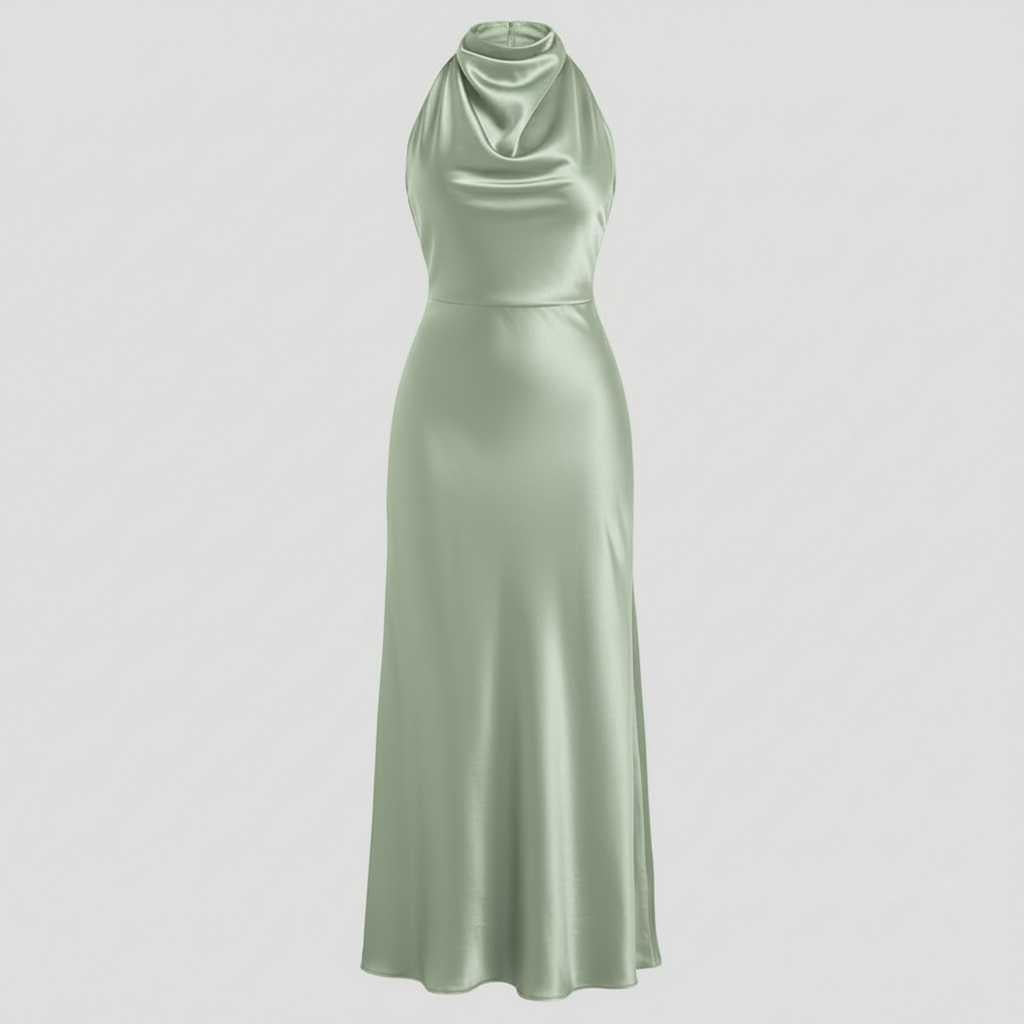 Halter Evening Dress | Elegant Midi Dress for Formal Events