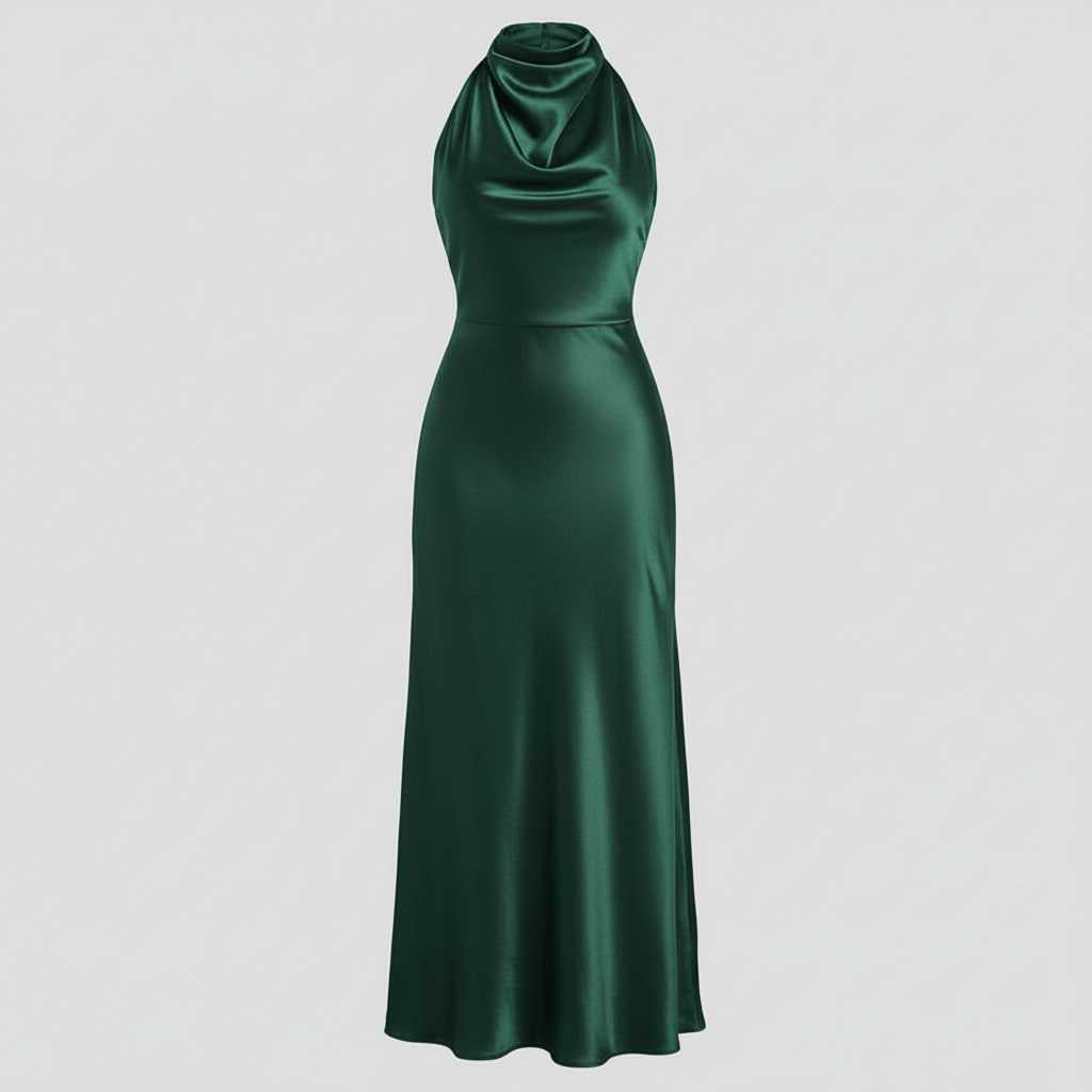 Halter Evening Dress | Elegant Midi Dress for Formal Events