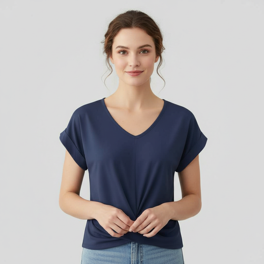 V-Neck Twist Detail Top | Women's Blouse for Summer Casual Wear