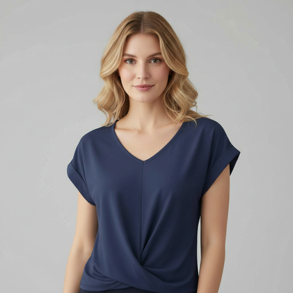 V-Neck Twist Detail Top | Women's Blouse for Summer Casual Wear