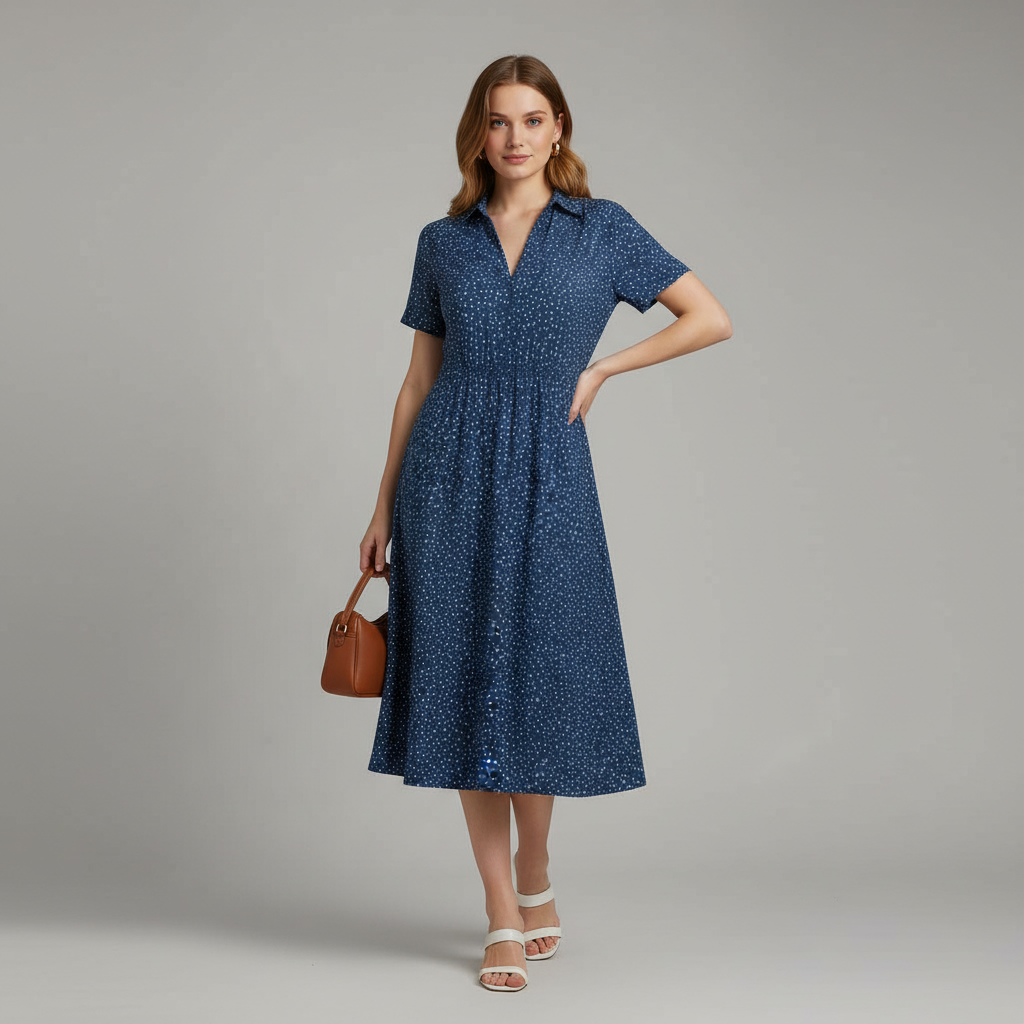 Women's Midi Shirt Dress | Casual Short Sleeve Dresses